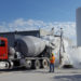 Cryocrete truck pouring liquid nitrogen to cool concrete